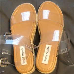 Steve Madden thick heel, wedge strap up sandal
